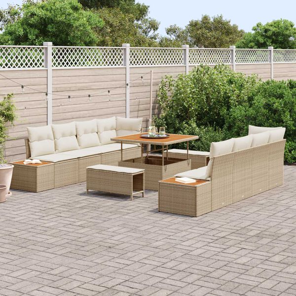 vidaXL Set Divano da Giardino 11 pcs Beige polyrattan