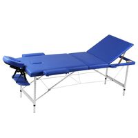 vidaXL Lettino Pieghevole da Massaggio Blu 3 Zone Telaio in Alluminio