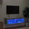 vidaXL Mobile Porta TV con Luci LED Grigio Cemento 100x30x30 cm