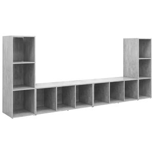 vidaXL Mobili TV 4 pz Grigio Cemento 107x35x37 cm in Legno Multistrato