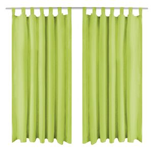 vidaXL 2 Pz Tende in Micro Raso con Passanti 140x175 cm Verdi