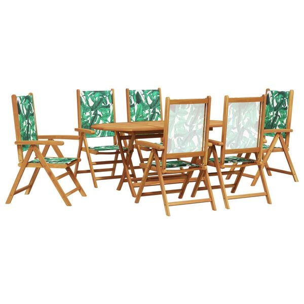vidaXL Set da Pranzo per Giardino 7 pcs Motivo Foglia