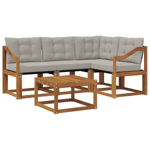 vidaXL Set di divani da esterno 5 pz Grigio Naturale e Chiaro