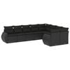 vidaXL Set Divani da Giardino 9 pz con Cuscini Nero in Polyrattan