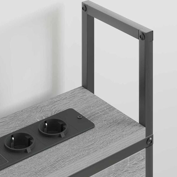 vidaXL Testiera con Stazione di Carica e Storage Grigio sonoma