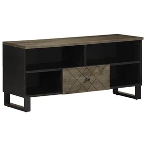 vidaXL Mobile Porta TV Nero 100x33x46 cm in Legno Massello di Mango
