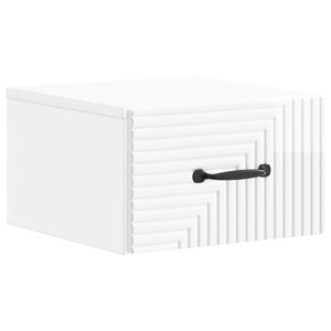 vidaXL Mobiletto da notte a muro Bianco Lucido 34,5 x 33 x 20 cm