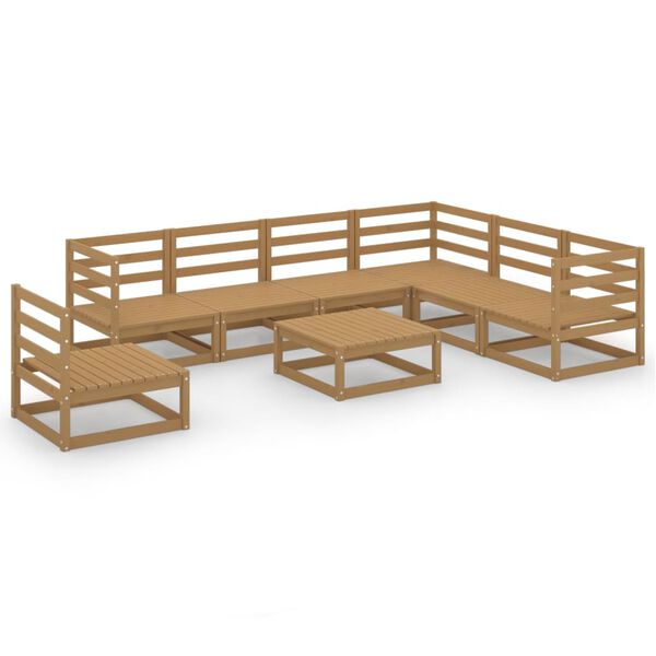 vidaXL Set Salotto da Giardino 8pz Marrone Ambra Legno Massello Pino