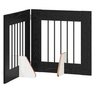 vidaXL Cancello per cani pieghevole con supporti 2 pz Rovere Nero
