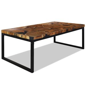vidaXL Tavolino da Salotto in Legno di Teak e Resina 110x60x40 cm
