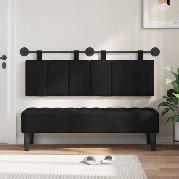 vidaXL Testata appesa Montaggio a parete Nero 150 x 55 x 5 cm Tessuto