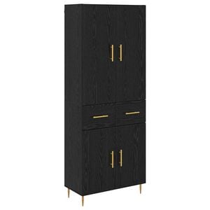 vidaXL Credenza Rovere Nero 69,5 x 34 x 180 cm Legno ingegnerizzato