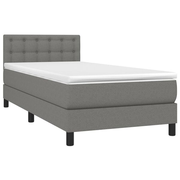 vidaXL Letto a Molle Materasso e LED Grigio Scuro 90x200 cm in Tessuto