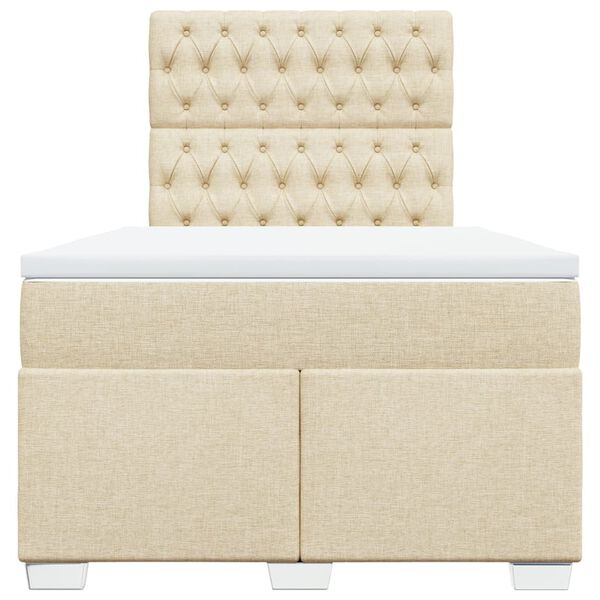 vidaXL Giroletto a Molle con Materasso Crema 120x190 cm in Tessuto