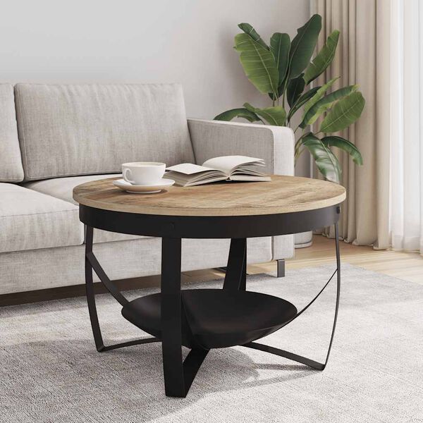vidaXL Tavolino da Salotto Ø68x43cm in Legno di Mango Grezzo