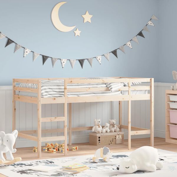 vidaXL Letto Soppalco con Scala Bambini 90x190 cm Legno Massello Pino