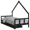 vidaXL Giroletto Bambini con Cassetti Nero 90x200cm Massello di Pino