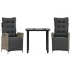 vidaXL Set da Pranzo da Giardino 3 pz con Cuscini in Polyrattan Grigio