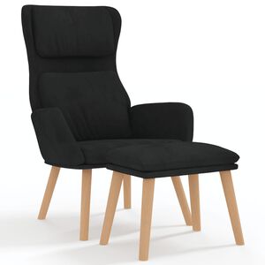 vidaXL Poltrona Relax con Poggiapiedi Nero in Velluto
