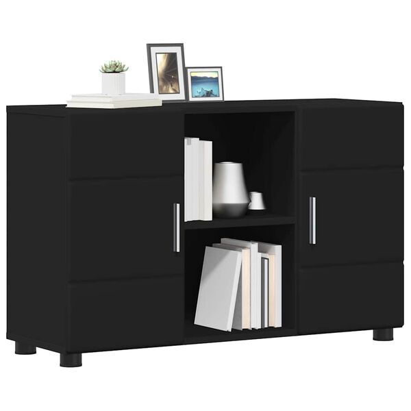 vidaXL Credenza FLORIN Nero 88,5 x 30,5 x 55,5 cm Legno multistrato