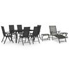 vidaXL Set da Pranzo da Giardino 10 pz Nero e Antracite
