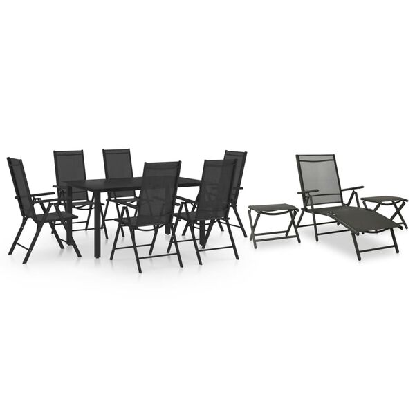 vidaXL Set da Pranzo da Giardino 10 pz Nero e Antracite