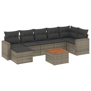 vidaXL Set Divano da Giardino 8 pz con Cuscini Grigio in Polyrattan