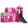 vidaXL Letto a Castello con Scivolo e Tende Rosa 80x200 cm