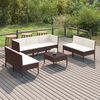 vidaXL Set Divani da Giardino 8 pz con Cuscini in Polyrattan Marrone