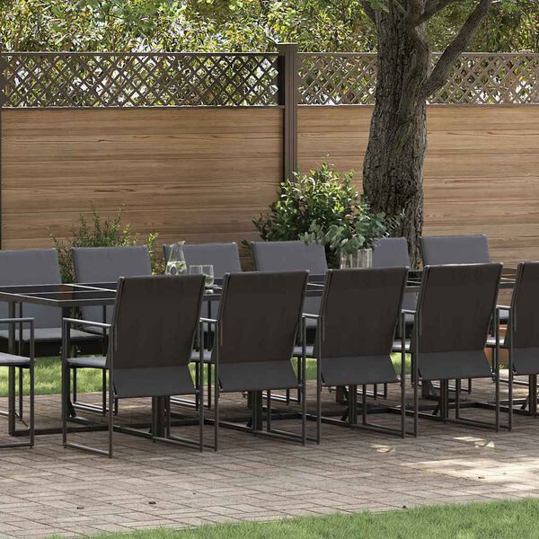 vidaXL Set da Pranzo per Giardino 17 pcs Nero Acciaio