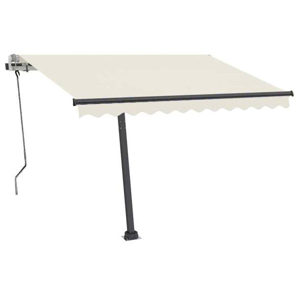 vidaXL Tenda da Sole Retrattile Manuale con LED 350x250 cm Crema