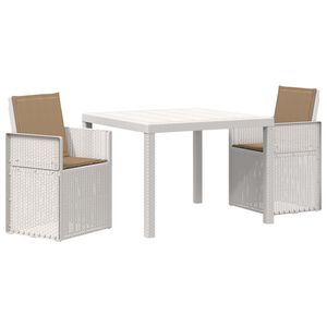 vidaXL Set da Pranzo per Giardino 3 pz Bianco e Tortora PP