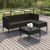 vidaXL Set Divani da Giardino 5 pz con Cuscini in Polyrattan Nero