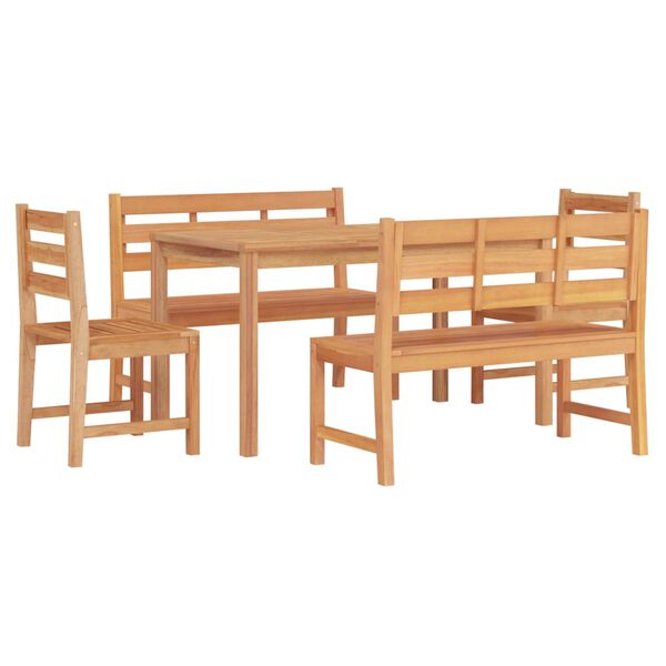 vidaXL Set da Pranzo per Giardino 5 pz in Legno Massello di Teak