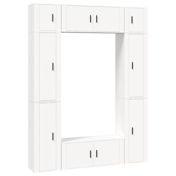 vidaXL Set Mobili Porta TV 8pz Bianco in Legno Multistrato