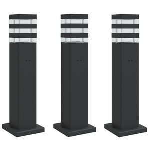 vidaXL Lampade da Terra per Esterni con Presa 3pz Nere 50 cm Alluminio