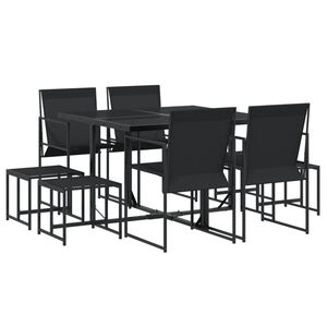 vidaXL Set da Pranzo da Giardino 9 pz Nero in Textilene