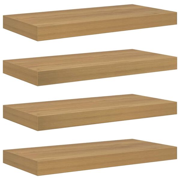 vidaXL Scaffale da parete 4 pcs Marrone 50 x 23 x 4 cm