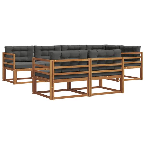 vidaXL Set di divani da esterno con cuscino 7 pcs Naturale e Antracite
