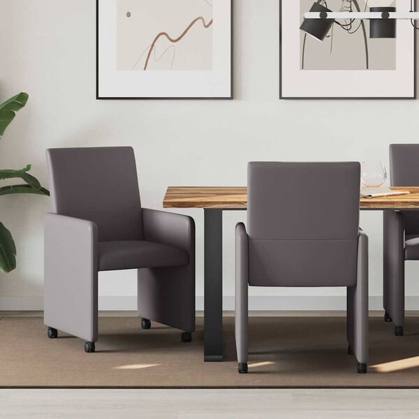 vidaXL Sedie da Pranzo con Ruote 2 pcs Grigio 57 x 66 x 94 cm