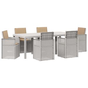 vidaXL Set da Pranzo per Giardino 7 pz Bianco e Tortora PP