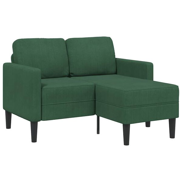 vidaXL Divano 2 Posti con Chaise longue a L Verde Scuro 125 cm Lino