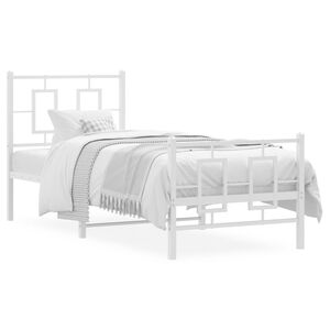 vidaXL Giroletto con Testiera e Pediera Metallo Bianco 75x190 cm