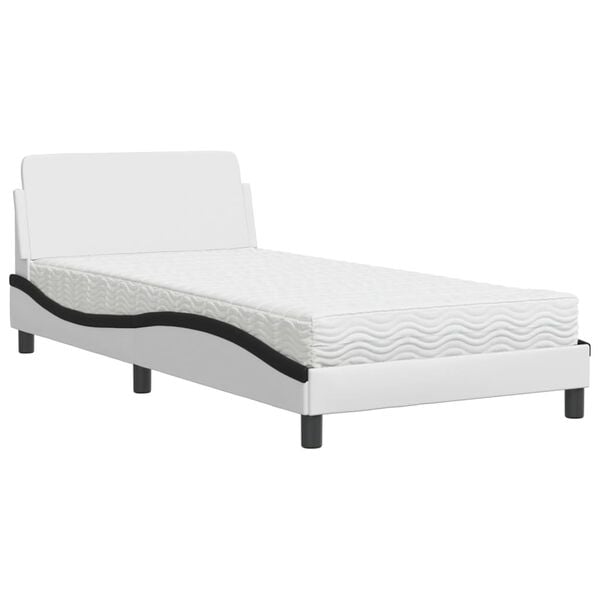 vidaXL Letto con Materasso Dover Bianco e Nero 100x200 cm in Similpelle