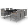 vidaXL Set da Pranzo da Giardino con Cuscini 7 pz Polyrattan e Vetro
