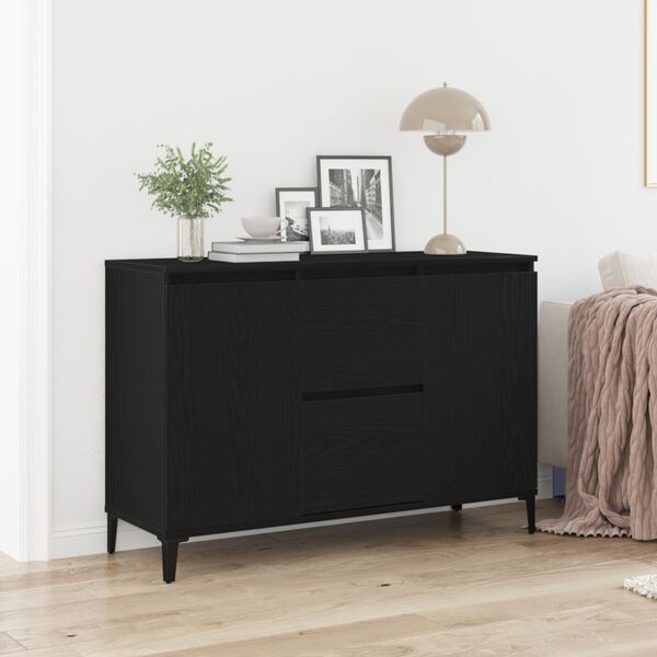 vidaXL Credenza Rovere Nero 104 x 35 x 70 cm Legno multistrato