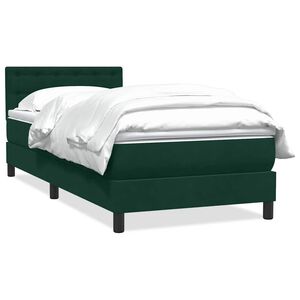 vidaXL Giroletto a Molle con Materasso Verde Scuro 80x220 cm Velluto