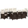 vidaXL Set da Pranzo per Giardino con cuscino 9 pcs Marrone polyrattan
