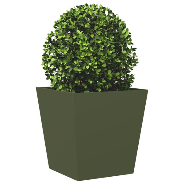 vidaXL Fioriere da Giardino 2 pz Verde Oliva 40x40x40 cm in Acciaio
