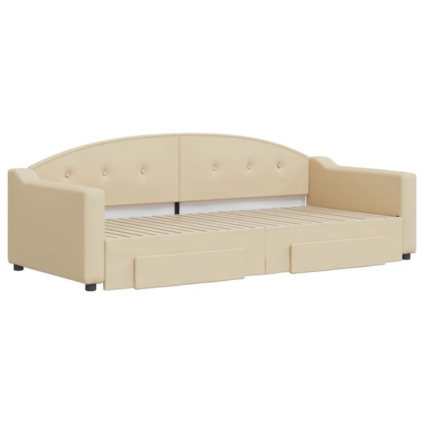 vidaXL Divano Letto Estraibile con Cassetti Crema 90x200 cm in Tessuto
